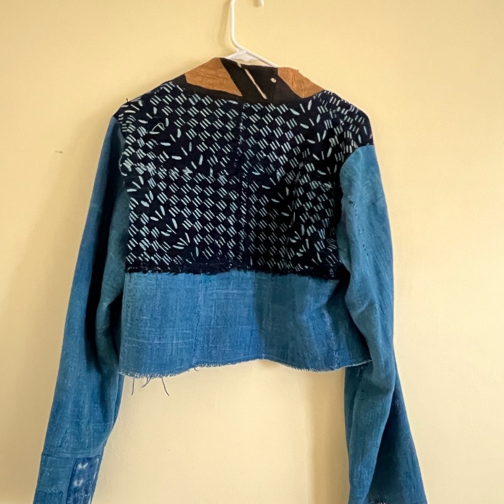Cropped Patchwork Indigo Jacket - image 2